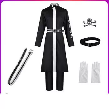 Вышивка Токио Мстители Haitani Brothers Костюмы Rindo Ran Haitani Косплей Tenjiku Gang Тренч Аниме Плащ Униформа Экипировка XXXL чёрный