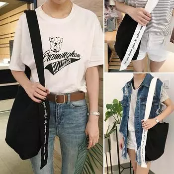 Вышивка тренда новая холщовая сумка одно плечо сумка женская Slant досуг белый