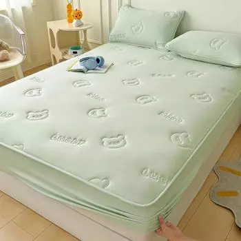 Вышивка Водонепроницаемый Стеганый Наматрасник Дышащий Чехол для Матраса Защита от Клещей Антибактериальный Простыня на Резинке Без Наволочки 90x200cm