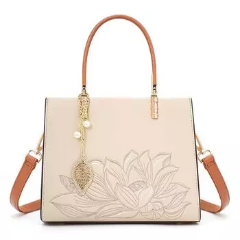 Вышивка в китайском стиле Элегантный подарок Женская сумка C Green Lotus apricot