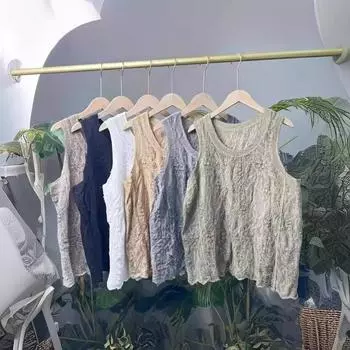 Вышивка, вышитый хлопок литературный и художественный маленький свежий универсальный жилет из чистого хлопка с вышивкой и нижней рубашкой на бретелях, сложенный весной One size белый