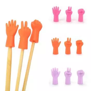 Высочайшее качество, 6 шт., стежок в форме жеста, защитные иглы для вязания своими руками и нескользящая заглушка для кончика иглы, хвостовая пряжка, 6 шт. оранжевый