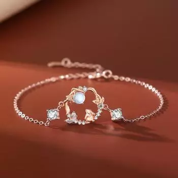 Высочайшее качество Серебряный браслет из стерлингового серебра 925 пробы женские украшения милый милый браслет с кроликом для девочек 2023 комплект ювелирных изделий по знаку зодиака подарок белый
