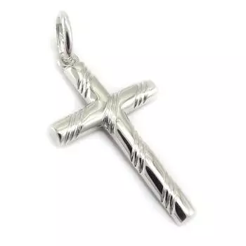 Высочество [K6398] - Серебряный кулон Крест серебро (родированное покрытие) - 34x27 мм