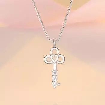 Высокая акция самая низкая цена 925 стерлингового серебра Love Key кубический циркон камни кулон ожерелье для женщин свадьба помолвка подарок 45cm