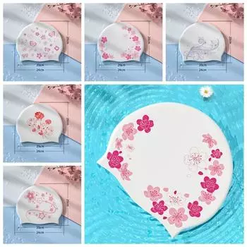 Высокая эластичная шапочка для плавания в бассейне с цветочным узором, пляжная шапочка для плавания для женщин style 5