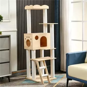 Высокая башня для кошек, кошачье дерево, многоуровневое большое жилище для кошек с когтеточками, досками для когтеточки, насестами, пещерами для домашних кошек