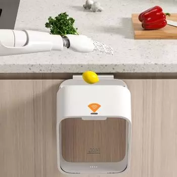 Высокая емкость для переработки, модный 7-литровый настенный интеллектуальный датчик мусорного ведра, без сверления, для бытовой кухни, ванной комнаты, мусорное ведро для дома Charge серый