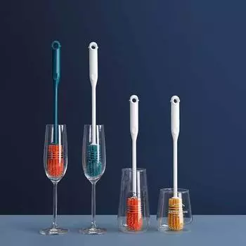 Высокая гибкость, щетка для бутылок, удлиненная ручка, TPR, скребок для стекла, очиститель чашек, кухонные аксессуары оранжевый/синий