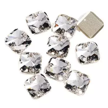 Высокая имитация K9 квадратный закругленный угол ручная дрель для швов, стекло двойное отверстие кристалл аксессуары для одежды своими руками square rounded corner 14 * 14MM 168 pcs/box белый