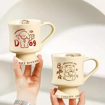 Высокая керамическая кружка объемом 400 мл с принтом животных, чашка для мороженого, милая кружка для собак и кошек, кружка для домашнего завтрака, молока, кофе, подарка на праздник и день рождения 400ml