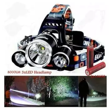 Высокая люмен ZOOM светодиодная фара налобный фонарь светодиодный T6 налобный фонарь фонарик налобный фонарь 18650 аккумулятор для кемпинга 2 batteries + 1 USB чёрный