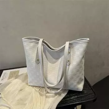 Высокая мода новая сумка большой вместимости 2025 модная сумка через плечо повседневная универсальная клетчатая сумка-тоут женская белый