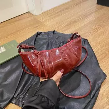 Высокая нишевая сумка женская летняя 2024 новая модная сумка через плечо круассан женская популярная сумка для пельменей чёрный