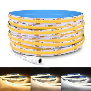 Высокая яркость 5M 10M FOB COB светодиодная лента гибкая линейная неоновая лента с регулируемой яркостью DC12V 24V для декора спальни DC12V 1M теплый белый