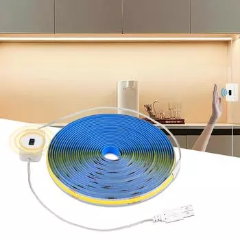 Высокая яркость DC5V USB светодиодные светильники для кухонных шкафов COB-лента подсветка зеркала ночник лента умный ручной датчик движения переключатель 1M