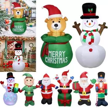 Высокая рождественская надувная арка 3D мультяшная дворовая арка со снеговиком Санта-Клаусом для рождественской новогодней вечеринки 2024 UK мятный зеленый