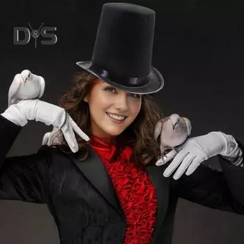 Высокая шляпа фокусника, высокая шляпа британского черного джазового цилиндра, мужская и женская шляпа придворного джентльмена, плоская фетровая шляпа для выступлений, ролевых игр, Рождества чёрный