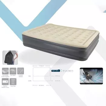 Высокая складная надувная надувная кровать со встроенным насосом для домашнего путешествия, кемпинга серый