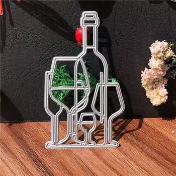 Высокая стеклянная бутылка, серия, дизайн, стиль, трафарет для резки металла для DIY, скрапбукинг, альбом, фототиснение, бумажная карта, ремесленный декор серебряный