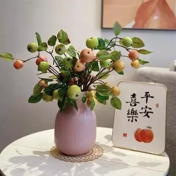 Высокая тактильная имитация маленьких веточек яблок с листьями, фруктовое украшение для рабочего стола, искусственные цветы, символизирующие безопасность, фруктовое украшение для дома