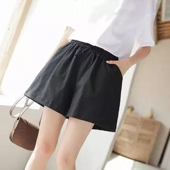 Высокая талия эластичный пояс карманы шнуровка женские шорты летние широкие штанины бег повседневные M хаки