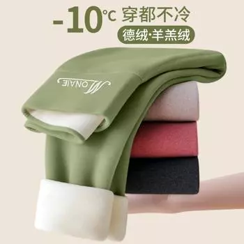 Высокая талия бархатистые и толстые под теплом Бесшовные брюки большого размера термобрюки леггинсы M чёрный