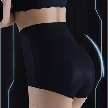 Высокая талия Бесшовные трусики Утягивающие трусики Подтягивающие трусики Утягивающее нижнее белье Коррекция фигуры L чёрный