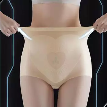 Высокая талия бесшовные трусики утягивающие трусики утягивающие трусики мода утягивающее корректирующее белье коррекция фигуры L чёрный