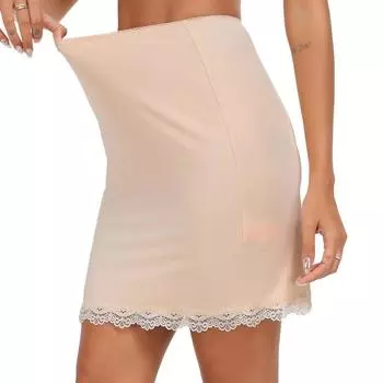 Высокая талия безопасная нижняя юбка слипы антибликовая подкладка нижняя юбка простая кружевная длинная нижняя юбка для девочек S чёрный