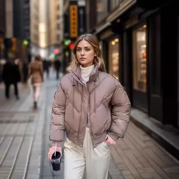 Высокая талия хлопчатобумажная подкладка одежда женская свободная зимняя новая короткая модная стоячая куртка на хлопчатобумажной подкладке S чёрный