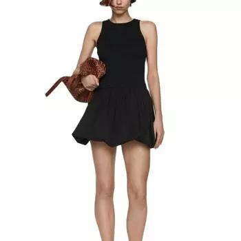 Высокая талия облегающий А-силуэт черное сексуальное облегающее уличное вечернее мини-платье летнее S чёрный