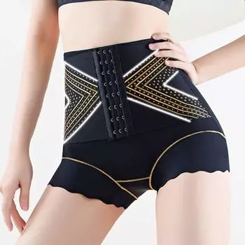 Высокая талия Послеродовое боди-моделирование Бесшовное нижнее белье с оборками Эластичные утягивающие трусы для женщин L чёрный