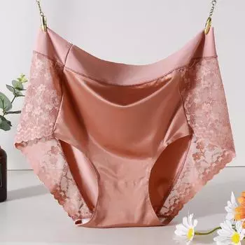 Высокая талия трусики сексуальные трусики плюс размер женские кружевные треугольные трусики с мягкими на ощупь эластичными трусиками M кофейный