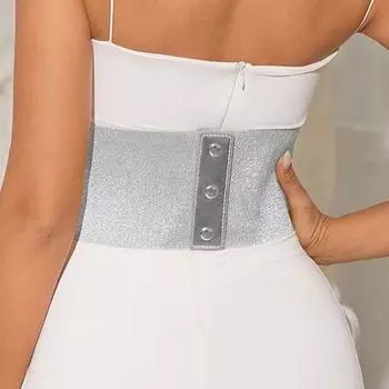 Высокая талия Золотое платье-кушак с широким поясом Простое женское платье с поясом серебряный