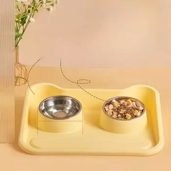 Высокая тарелка для кормления кошек с мордочкой, герметичная двойная миска из нержавеющей стали для кошек и собак, многофункциональная миска для кормления домашних животных, принадлежности для собак 46*38*8.3cm