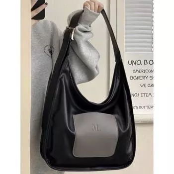 Высокая текстура простая женская сумка большая вместимость регулируемая сумка для поездок на работу портативная косая сумка для отдыха 38*9*34 чёрный