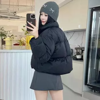 Высокая версия 90 белый утиный пух женская короткая куртка 2024 новая зимняя утолщенная стойка воротник цыганская теплая хлебная куртка S белый