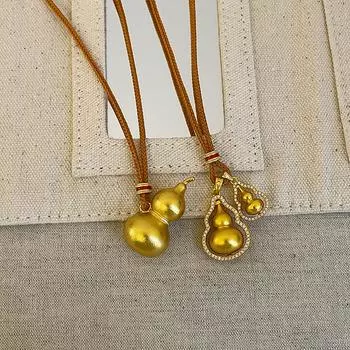 Высокая версия Циркон тыква кулон плетеная веревка ожерелье женская ретро новая китайская мода универсальная цепочка на шею свитер цепочка