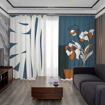 Высокая затемняющая штора для гостиной Современная простая легкая роскошная художественная цветная Ins спальня для девочек затемняющая теплоизоляция затемняющая штора W55 X H120cm X 2&HOOK