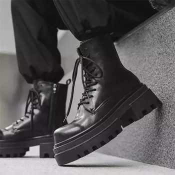 Высокие бархатные ботинки Martin, зимние сапоги с ревенем, универсальные мужские туфли в стиле ретро 44306-J 38 чёрный