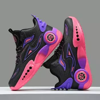 Высокие баскетбольные кроссовки для мужчин, учеников начальной и средней школы, спортивная обувь для бега с трением и звуком, фактические боевые кроссовки для баскетбола 36