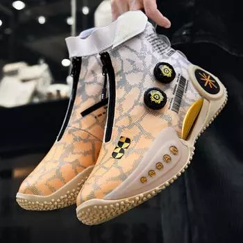 Высокие баскетбольные кроссовки мужские весенние импортные 9 новых женских спортивных кроссовок с вращающейся пряжкой для тренировок детей 36