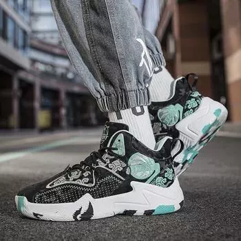 Высокие баскетбольные кроссовки мужские весна и осень новые молодежные игровые тренировочные спортивные кроссовки амортизация студенческие уличные настоящие боевые кроссовки 36