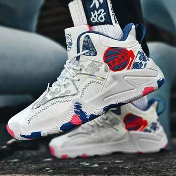 Высокие баскетбольные кроссовки мужские весна и осень новые молодежные игровые тренировочные спортивные кроссовки амортизация студенческие уличные настоящие боевые кроссовки 35