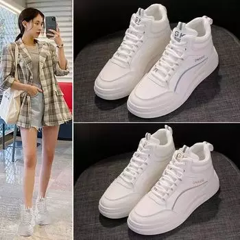 Высокие белые туфли, женская обувь, новая осенне-зимняя мода, универсальная обувь, плюс бархатная мягкая подошва, спортивная обувь для сноуборда, повседневная обувь 35