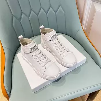 Высокие белые женские кроссовки из натуральной кожи - Весенняя коллекция 2025 г. Size 40