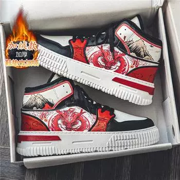 Высокие ботинки для серфинга, мужские зимние универсальные высококачественные спортивные туфли для отдыха из бархата, утолщенные теплые туфли для пары, мужские туфли из хлопка 35 красный