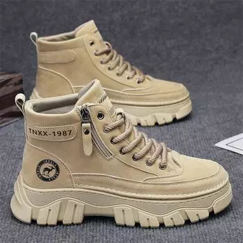 Высокие ботинки Martin мужские, осень 2024, новые ботинки с боковой молнией, мужские повседневные ботинки для альпинизма, увеличивающие рост 39