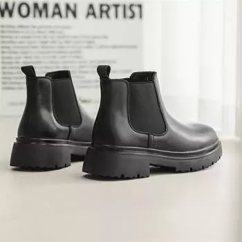 Высокие ботинки Martin, мужские туфли дерби с круглым носком, большие ботинки-сигареты, винтажные ботинки челси 23325-J 38 чёрный